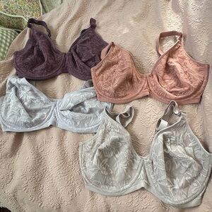 Bali Breathe Lace Underwire Bra Lot - Purple, Pink, Lavender, Cream